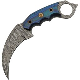 Damascus Knives nůž TALON Karambit MODRÝ