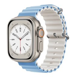 Oceánský řemínek pro Apple Watch Series 3/2/1 (38mm) - Mlhavě modrá - Hvězdně bílá