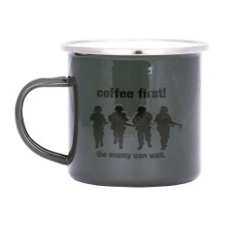 FOSCO hrnek COFFEE FIRST! smaltovaný 300 ml ZELENÝ