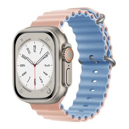 Oceánský řemínek pro Apple Watch Series 3/2/1 (38mm) - Růžová - Mlhavě modrá