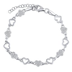 Silvego Dámský stříbrný náramek Felicita se srdíčky zdobený Brilliance Zirconia - QR173B