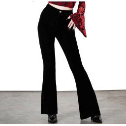 kalhoty dámské KILLSTAR - Thena's Thistle Velvet Bootcut - Black - KSRA007908