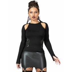 tričko dámské s dlouhým rukávem KILLSTAR - Femme Fangs - Black - KSRA008500