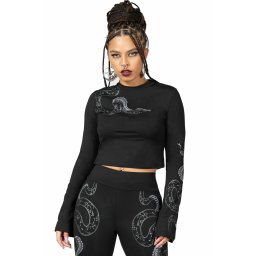 tričko dámské s dlouhým rukávem KILLSTAR - Cornelia Crop - Black - KSRA008501
