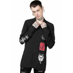košile unisex s dlouhým rukávem KILLSTAR - Barabtos - Black - KSRA008365