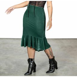 sukně dámská KILLSTAR - Drusilla Midi - Dark Green - KSRA008861