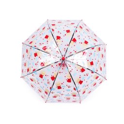 Dětský průhledný vystřelovací deštník, barva 2 červená srdce