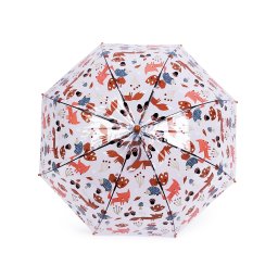 Dětský průhledný vystřelovací deštník, barva 3 béžová tm. zvířátka