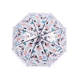 Dětský průhledný vystřelovací deštník, barva 4 šedozelená sv. panda