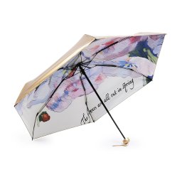 Dámský mini skládací deštník metalický, uvnitř zdobený, barva 1 krémová nejsvět. zlatá