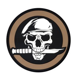 ROTHCO nášivka MILITARY SKULL WITH KNIFE velcro COYOTE