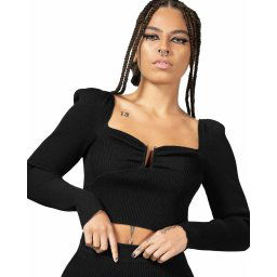 tričko dámské s dlouhým rukávem (top) KILLSTAR - Pia Pollyanna Knit - Black - KSRA008299