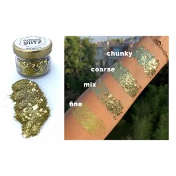 Třpytky na obličej - glitrové lesklé ozdoby na tělo a vlasy - Glitter prach 10g Gold (Zlatý)
