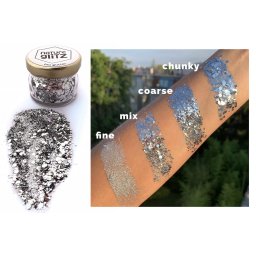 Glitter třpytky na obličej - glitrové lesklé ozdoby na tělo a vlasy - prach 10g Silver (Stříbrný)