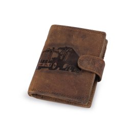 Pánská peněženka kožená pro myslivce, rybáře, motorkáře 9,5x12 cm, barva 8 hnědá světlá náklaďák