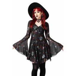 šaty dámské KILLSTAR - Bell ora Mesh - Black - KSRA005502