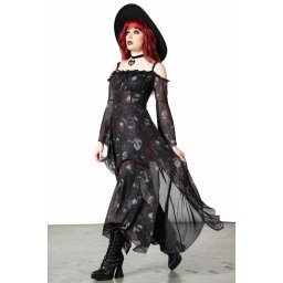 šaty dámské KILLSTAR - Mystic Meadow Mesh Maxi - Black - KSRA005506