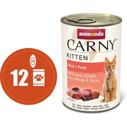 Carny Kitten MULTIPACK hovězí a krůta - konzerva pro koťata 12x400 g