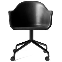 Výprodej Audo Copenhagen designové židle Harbour Dining Chair with Castors (kůže Dakar - odstín 0842, podnož černě lakovaná)