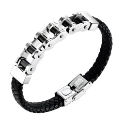 Gaira® Kožený náramek Chain 30294-10, Barva kůže černá