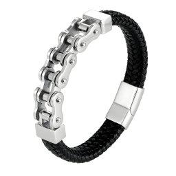 Gaira® Kožený náramek Chain 30294-22, Barva kůže černá