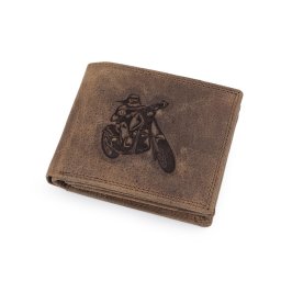 Pánská peněženka kožená pro myslivce, rybáře, motorkáře 9,5x12 cm, barva 11 hnědá světlá motorka