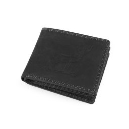 Pánská peněženka kožená pro myslivce, rybáře, motorkáře 9,5x12 cm, barva 14 černá jelen