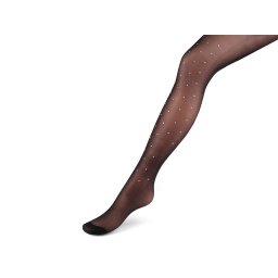 Dámské punčocháče různě zdobené, barva 2 černá broušené kamínky
