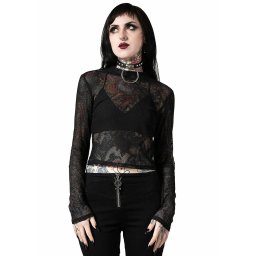 tričko dámské s dlouhým rukávem KILLSTAR - Planetary Party Mesh - Black - KSRA005058