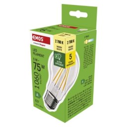 EMOS LED žárovka Filament A60 / E27 / 5 W (75 W) / 1 060 lm
