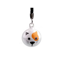 Přívěsek na klíče rolnička tučňák, panda, smajlík, myš, opice, barva 10 bílá kočka