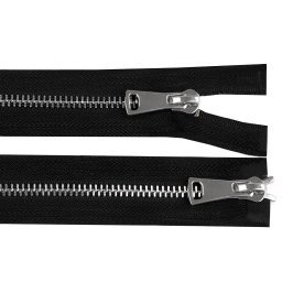 Zip kovový No 5 dělitelný 2 jezdce / dvoucestný 50 cm, barva 1 černá stříbrná