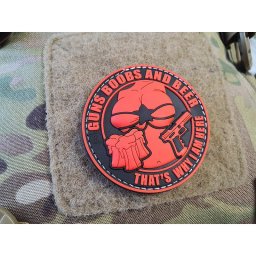JACKETS TO GO nášivka GUNS BOOBS AND BEER velcro plast ČERNÁ/ČERVENÁ