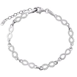 Silvego Zlatý náramek z bílého zlata Tina zdobený infinity a Brilliance Zirconia - QR170GW