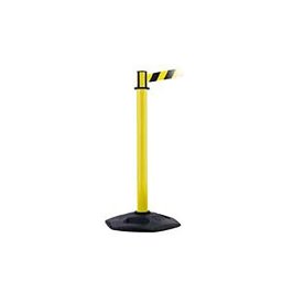 Žlutý plastový sloupek se samonavíjecím pásem - výška 97,5 cm