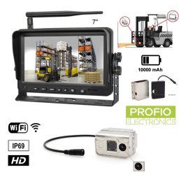 Laser + Kamera SET pro vysokozdvižný vozík - 7″ AHD monitor + HD Wifi kamera IP69 + baterie 10 000 mAh