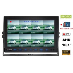 8CH kanálový hybridní 10" couvací HD monitor do auta AHD/ CVBS / FULL HD / HD kamery