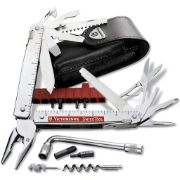 VICTORINOX kleště multifunkční SwissTool PLUS STŘÍBRNÉ v koženém pouzdře
