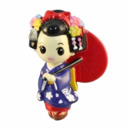 Dekorační magnet : japonská panenka Kokeshi Maiko, modrá