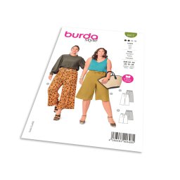 Střih Burda 6017 - Kalhoty s gumou a zavazováním v pase, lněné kalhoty