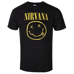 tričko pánské Nirvana - Yellow Happy Face Flower Sniffin - ROCK OFF - NIRVTS07MB
