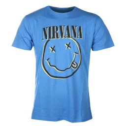 tričko pánské Nirvana - Inverse Happy Face - BLUE - ROCK OFF - NIRVTS13MBL