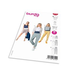 Střih Burda 6124 - Pohodlné kalhoty se širokým nápletem, kalhoty na jógu