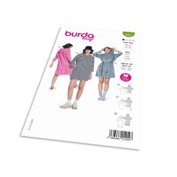 Střih Burda 5851 - Mikinové šaty s kapucí, tričkové šaty