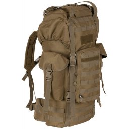 MFH batoh bojový MOLLE 65l polstrovaný + ALU výztuha COYOTE
