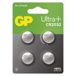 Lithiová knoflíková baterie GP Ultra Plus CR2032, 4 ks