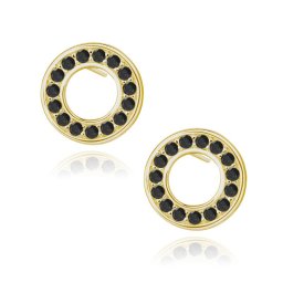 Lafira pozlacené stříbrné náušnice Circle Black Z1171EG_B