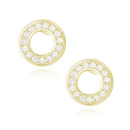 Lafira pozlacené stříbrné náušnice Circle White Z1171EG_W