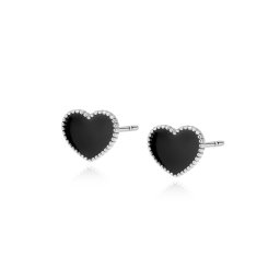 Lafira stříbrné náušnice Heart Black Z1813ER