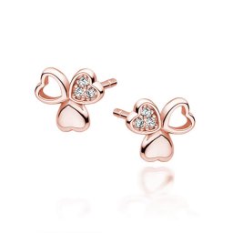 Lafira stříbrné náušnice Rose Gold Clover Z1720ERG